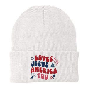 Loves Jesus And America Too Knit Cap Winter Beanie