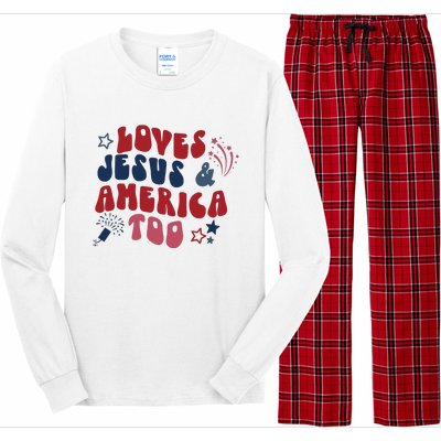 Loves Jesus And America Too Long Sleeve Pajama Set