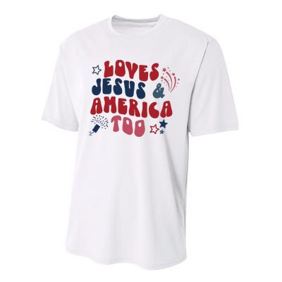 Loves Jesus And America Too Performance Sprint T-Shirt