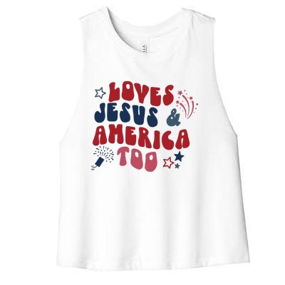 Loves Jesus And America Too Women's Racerback Cropped Tank