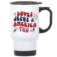 Loves Jesus And America Too Stainless Steel Travel Mug