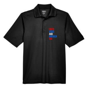 Loves Jesus And America Too 4th Of July Men's Origin Performance Pique Polo