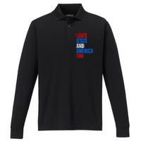 Loves Jesus And America Too 4th Of July Performance Long Sleeve Polo