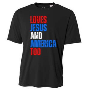 Loves Jesus And America Too 4th Of July Cooling Performance Crew T-Shirt