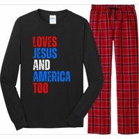 Loves Jesus And America Too 4th Of July Long Sleeve Pajama Set