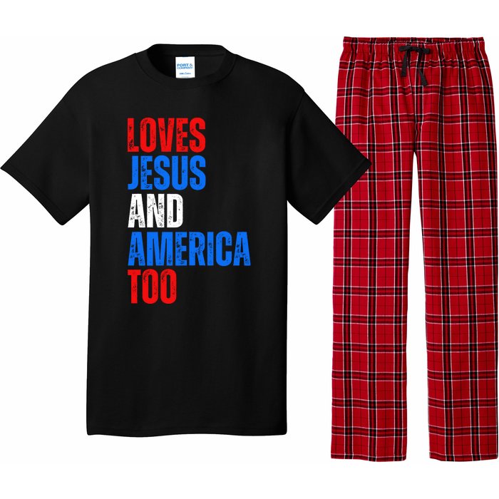 Loves Jesus And America Too 4th Of July Pajama Set