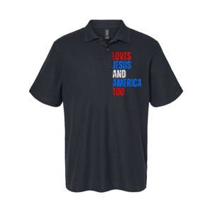 Loves Jesus And America Too 4th Of July Softstyle Adult Sport Polo