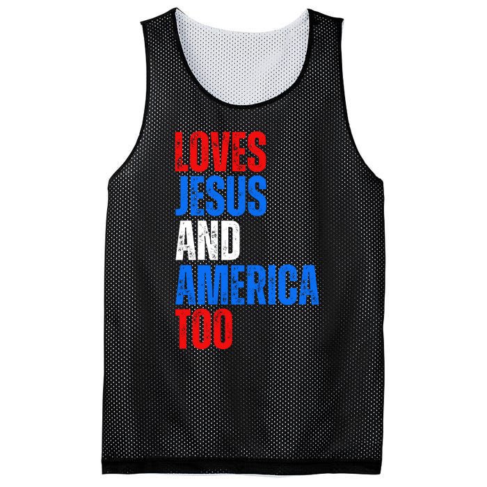 Loves Jesus And America Too 4th Of July Mesh Reversible Basketball Jersey Tank