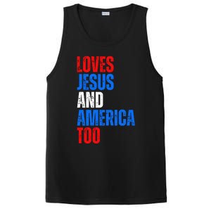 Loves Jesus And America Too 4th Of July PosiCharge Competitor Tank