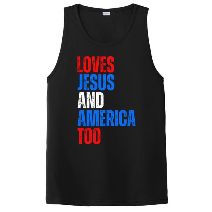 Loves Jesus And America Too 4th Of July PosiCharge Competitor Tank