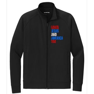 Loves Jesus And America Too 4th Of July Stretch Full-Zip Cadet Jacket