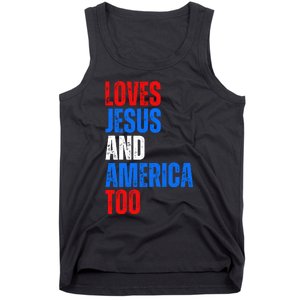 Loves Jesus And America Too 4th Of July Tank Top