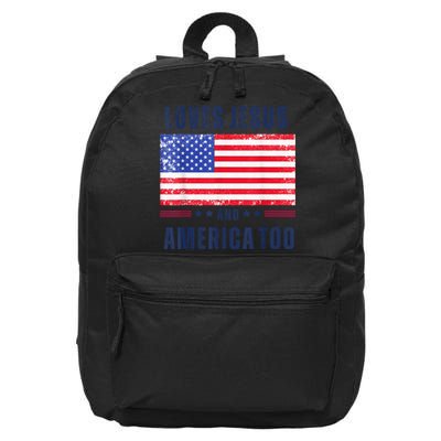 Loves Jesus and America Too 16 in Basic Backpack