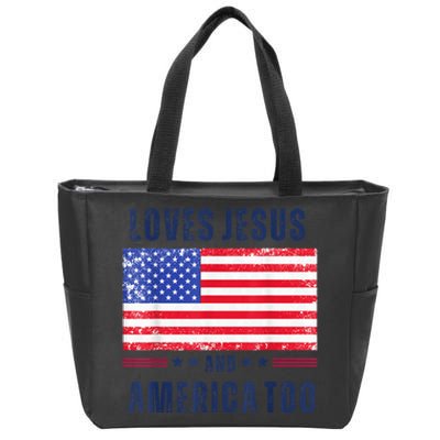 Loves Jesus and America Too Zip Tote Bag