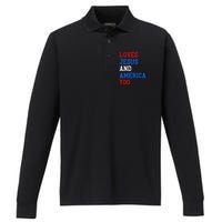 Loves Jesus And America Too 4th Of July Performance Long Sleeve Polo