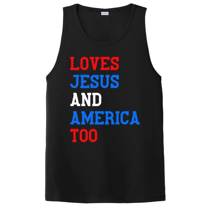 Loves Jesus And America Too 4th Of July PosiCharge Competitor Tank