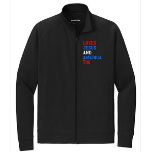 Loves Jesus And America Too 4th Of July Stretch Full-Zip Cadet Jacket