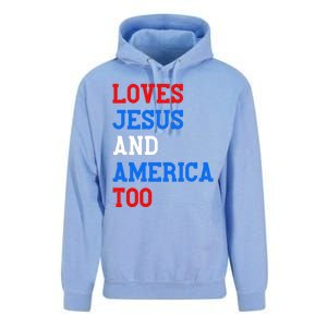 Loves Jesus And America Too 4th Of July Unisex Surf Hoodie