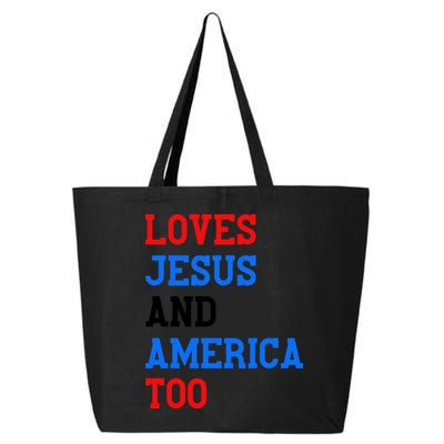 Loves Jesus And America Too 4th Of July 25L Jumbo Tote