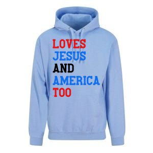 Loves Jesus And America Too 4th Of July Unisex Surf Hoodie