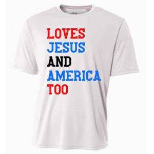 Loves Jesus And America Too 4th Of July Cooling Performance Crew T-Shirt