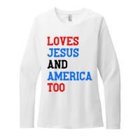 Loves Jesus And America Too 4th Of July Womens CVC Long Sleeve Shirt