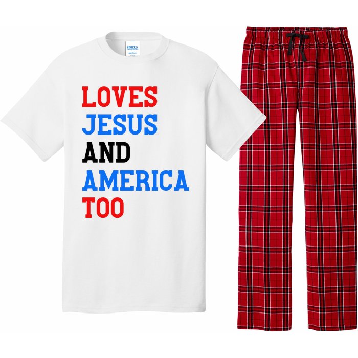 Loves Jesus And America Too 4th Of July Pajama Set