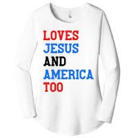 Loves Jesus And America Too 4th Of July Women's Perfect Tri Tunic Long Sleeve Shirt