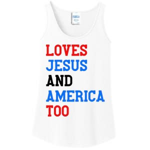 Loves Jesus And America Too 4th Of July Ladies Essential Tank