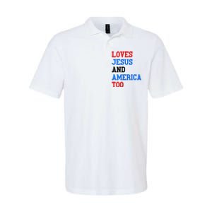 Loves Jesus And America Too 4th Of July Softstyle Adult Sport Polo