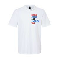 Loves Jesus And America Too 4th Of July Softstyle Adult Sport Polo