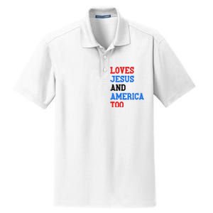 Loves Jesus And America Too 4th Of July Dry Zone Grid Polo