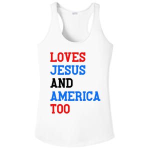 Loves Jesus And America Too 4th Of July Ladies PosiCharge Competitor Racerback Tank