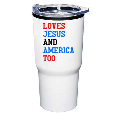 Loves Jesus And America Too 4th Of July Tumbler
