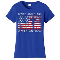 Loves Jesus And America Too Usa Patriotic Women's T-Shirt