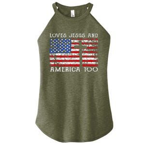 Loves Jesus And America Too Usa Patriotic Women's Perfect Tri Rocker Tank