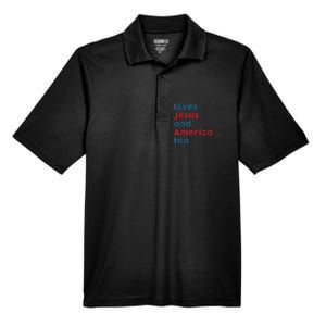 Loves Jesus And America Too Patriotic Shirt, Proud Shirt Men's Origin Performance Pique Polo