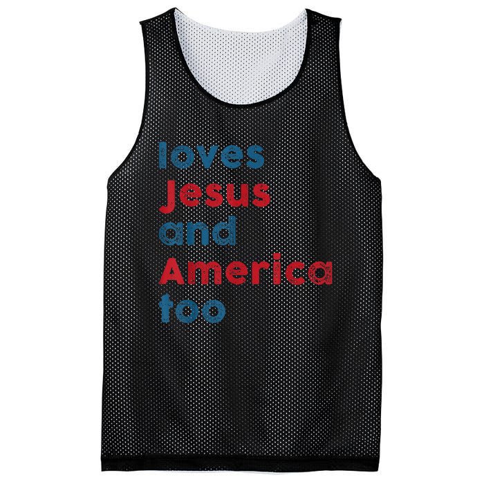 Loves Jesus And America Too Patriotic Shirt, Proud Shirt Mesh Reversible Basketball Jersey Tank