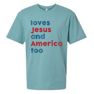 Loves Jesus And America Too Patriotic Shirt, Proud Shirt Sueded Cloud Jersey T-Shirt