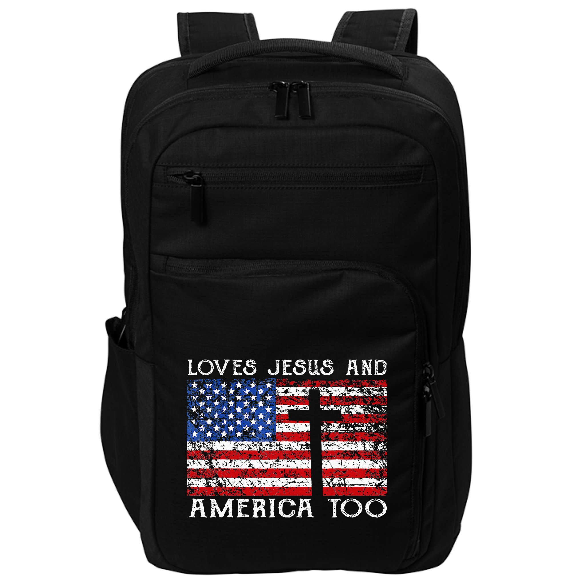 Loves Jesus And America Too Usa Patriotic Impact Tech Backpack