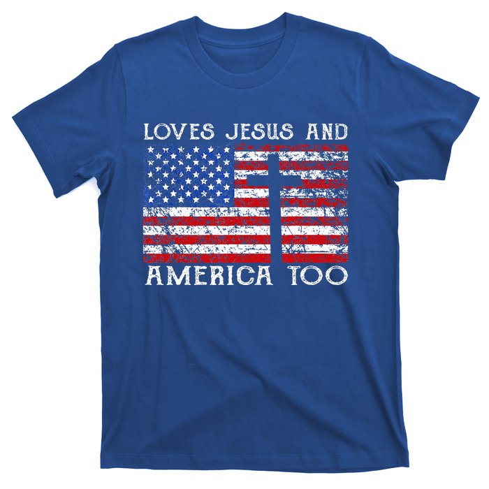 Loves Jesus And America Too Usa Patriotic T-Shirt