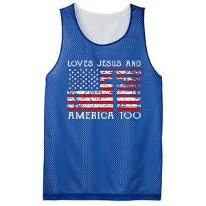 Loves Jesus And America Too Usa Patriotic Mesh Reversible Basketball Jersey Tank