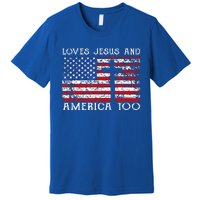 Loves Jesus And America Too Usa Patriotic Premium T-Shirt