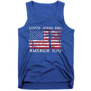 Loves Jesus And America Too Usa Patriotic Tank Top