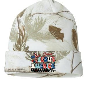 Loves Jesus And America Too God Christian Groovy 4th Of July Kati Licensed 12" Camo Beanie