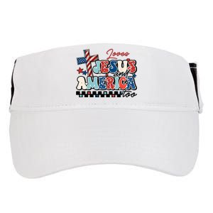 Loves Jesus And America Too God Christian Groovy 4th Of July Adult Drive Performance Visor