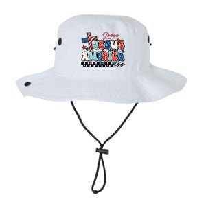 Loves Jesus And America Too God Christian Groovy 4th Of July Legacy Cool Fit Booney Bucket Hat