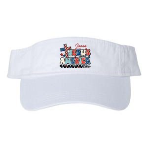 Loves Jesus And America Too God Christian Groovy 4th Of July Valucap Bio-Washed Visor