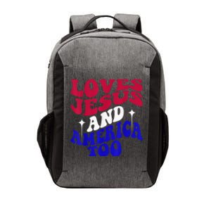 Loves Jesus And America Too Funny 4th Of July Groovy & Wavy Vector Backpack