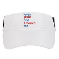 Loves Jesus And America Too God Christian 4th Of July Adult Drive Performance Visor